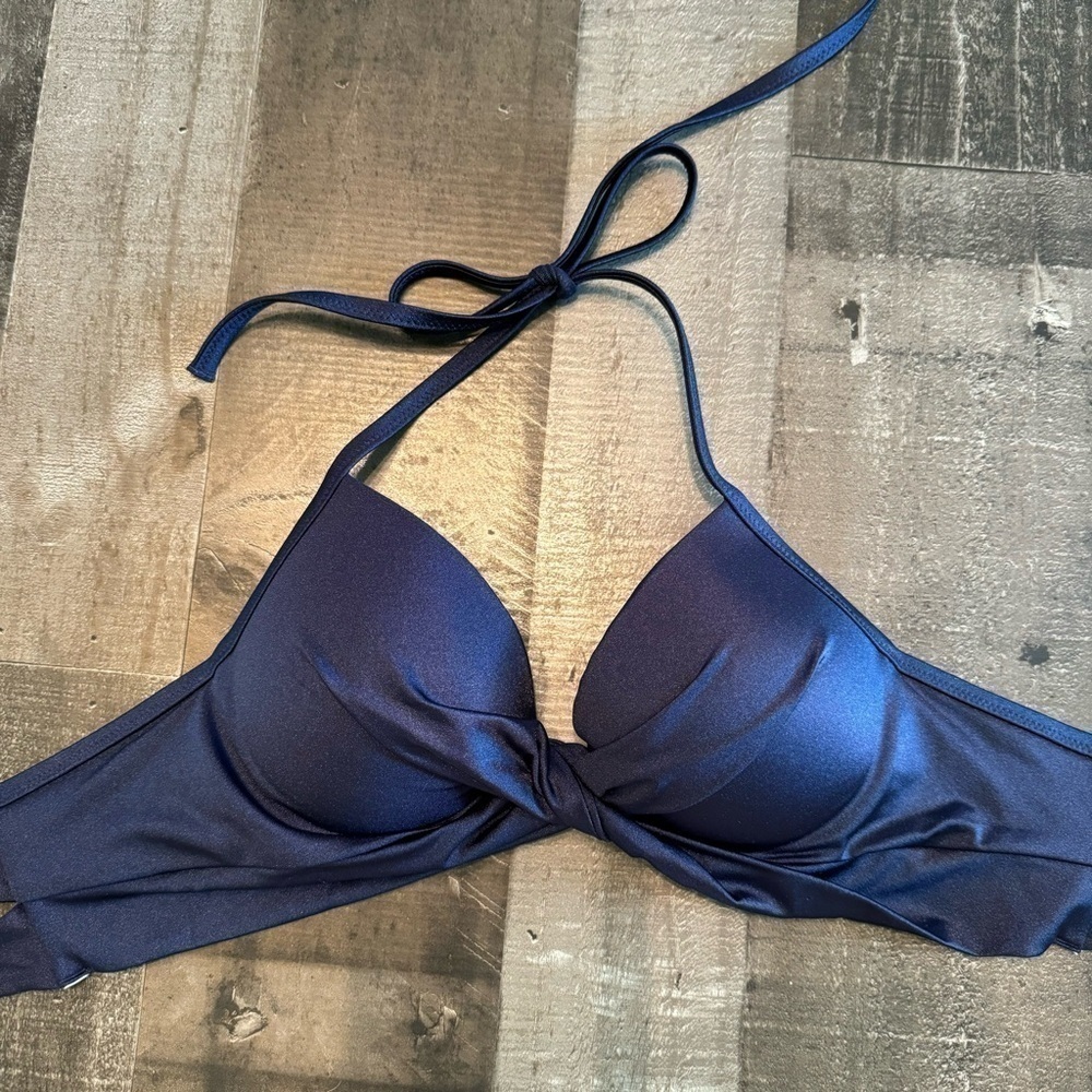 NWOT Shade & Shore Navy Bikini Top 34B